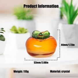 JSBWSFA 1Pcs Glass Vegetables Decor Glass Pumpkins for Decorating Tomato Figurines Creative Fruit and Vegetable Figurines Collectible Office Home Desktop Decor (Yellow Tomato)