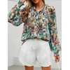 ZESICA Women's Floral Print Blouse 2025 Long Sleeve Button Down