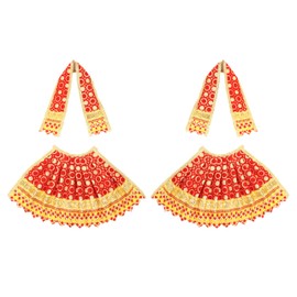 Aditri Creation Set of 2 Decorative Laxmi Durga Devi MATA Dress poshak vastra Cloth lehanga Chunari Puja Item for Idol Statues for Indian Traditional Holi Festival Pooja Decoration(Size :- 5")(Red)