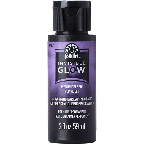 FolkArt Invisible Glow Acrylic Craft Paint, Purple Pop 2 fl