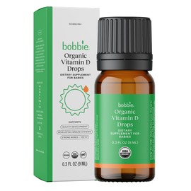 Bobbie Organic Baby Vitamin D Drops, Daily Liquid Supplement to Support Development, Immune Health and Strong Teeth and Bones* in Newborn Babies and Infants, Vegan, Infant Vitamin D, 400 IU, 0.3 fl oz