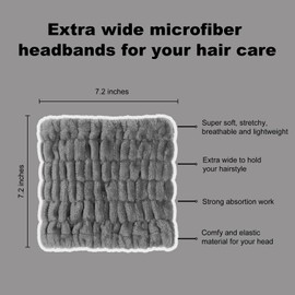 Tobeffect Extra Wide Skincare Headbands for Women Microfiber Skin Care Headband for Washing Face Makeup Hairband Fuzzy Wide Elastic Spa Head Band