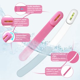 Professional Hair Cutting Scissors Kit for Women & Kids - 3-Piece Hair Cutting Tools, Stylist Barber Scissors for Bangs, Layers, Split Ends - Home Haircut Kit (Pink)