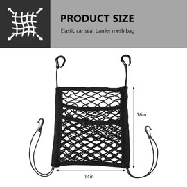 ZNDAW 3-Layer Car Mesh Organizer, Seat Back Net Bag Stretchable Barrier of Backseat Pet Kids, Four-Side Elastic Storage Netting Pouch Cargo Tissue Purse Holder Between Front Seats