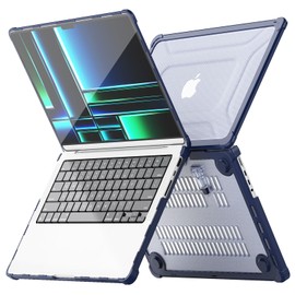 TECHGEAR Case Compatible MacBook Pro 14 inch 2023/2022/2021 Protective Snap-On Tough Hard Shell Cover with Kick Stand for M3 A2992, A2918, M2 A2779, M1 A2442 Pro Max Chip Clear Shockproof Case, Blue