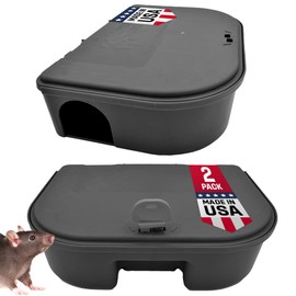 Exterminator's Choice Mice Bait Station Kit - Includes Two Compact Stations & One Key - Heavy-Duty Bait Box