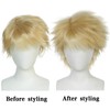 Short Blonde Wig Men Blonde Cosplay Wigs with Bangs Anime