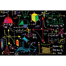 Laeacco 5x3ft Math Class Blackboard Backdrop Back to School Mathematics Course Formula Geometric Figures Drawing Chalkboard Photography Background for Back to School Graduation Party Photo Booth Prop