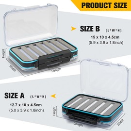 Fly Box for Fly Fishing Waterproof Double Clear Fly Fishing Tackle Box Jig Lure Storage Box (SIZE B: 15x10x4.5cm)