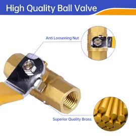 2 Pcs 1/4" Ball Valve Heavy Duty Brass Ball Valve Shut Off Switch, 1/4" Female NPT x 1/4" Female NPT, 600 WOG (Water, Oil and Gas), Pipe Fitting Air Compressor Shut Off Valve (1/4 Inch NPT, Pack of 2)