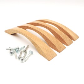 JOWE Set of 4 furniture handles made of lacquered oak, including screws, wooden drawer handle, length 17.5 cm, drilling distance 12.8 cm