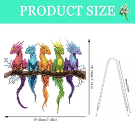 Auremi Dragon Diamond Art Hanging Sign Kits, 5D Animal Diamond Painting Pendant for Adults Crystal Art Window Ornaments Kits Crystal Suncatchers Pendant Gem Art for Garden Wall Decor