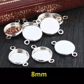 Unbranded 10 pcs Silver Plated Circle Round Cabochon Cameo Connectors - 8mm Setting