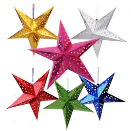 Auony Paper Star Lantern Lampshade,6 Pack 3D Paper Star Christmas Hanging Ornaments for Christmas Wedding Birthday Party Home Classroom Decorations