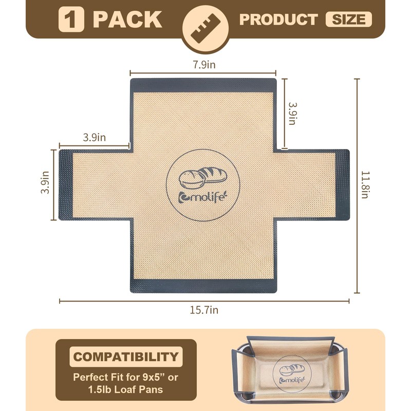 Silicone Bread Loaf Pan Liners, Nonstick, Reusable Bread Pan Baking