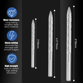 Tallew Tire Reamer Drill Bit Multi Sizes Tire Repair Carbide Burr Drill Bit Patches Plug Cutters Wire Cutter Carbon Steel Reamer Repair Tools(3 Pack,3 mm 4.5 mm 6 mm)