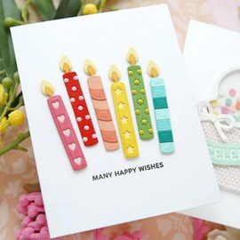FAWENUCY Scrapbooking Die-Cuts, Happy Birthday Ballon Metal Cutting Dies for Card Making, Paper Craft Punch Template, Background Embossing Stencils, DIY Album Décor (Birthday Candles-7.2x6.8cm)