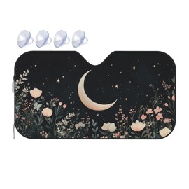 Windshield Sun Shade Moon Flower Field Rustic Car Front Window Sunshade Cover for Truck SUV Blocks UV Rays Automotive Visor Interior Protector 51 x 27.5 inch