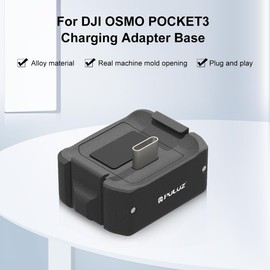 Charging Adapter Base for DJI Osmo Pocket 3, PULUZ Type-C Dock Desktop Charging Base Aluminum Alloy Camera Mount Bracket with 1/4 Screw Hole