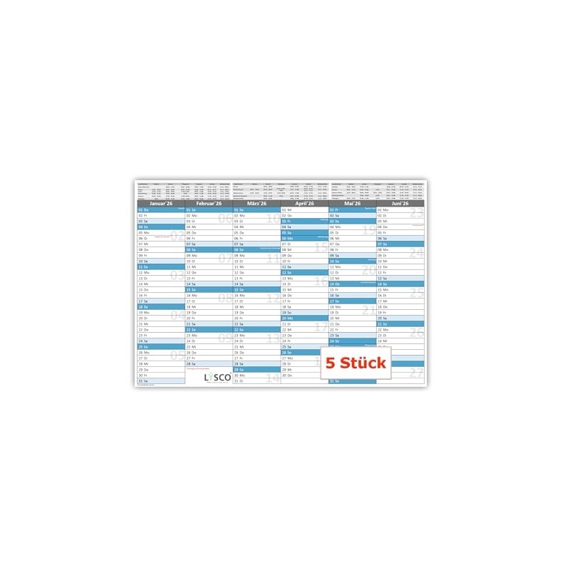 Blackboard Calendar DIN A4 2026 (Pack of 5) Format (210
