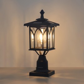 Kemeco ST4328Q Solar Post Light Outdoor Cast Aluminum LED Lamp Fixture with 3-Inch Fitter Base for Yard Garden Post Pole Pillar Mount Landscape Driveway