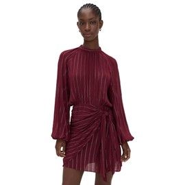 Dress To Women's Short Metallic Wrap Dress, Wine, S