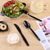 Laojbaba Plastic Spoons Disposable Individually Packaged Spoons Black 7-Inch Commercial