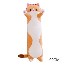 Cute Plush 35inch Long Cat Pillow, Soft Stuffed Animal Throw Pillow Doll Toy Gift for Kids Girlfriend Cuddly Hugging/Body Pillow Christmas/Birthday Pillow Gift for Girls Boys