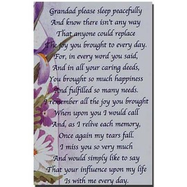 Grave Card - In Loving Memory Of A Dear Grandad - Free Card Holder - M08Xa.