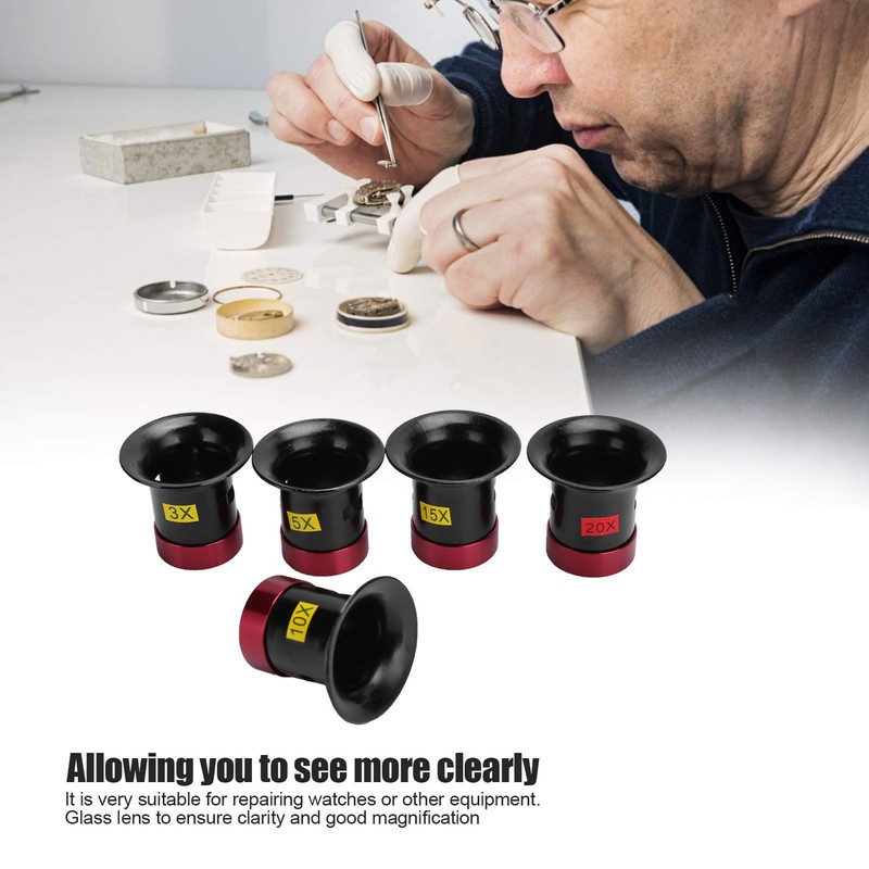 Watch Repair Magnifier, Pack of 5 Aluminium Alloy Magnifying Glass