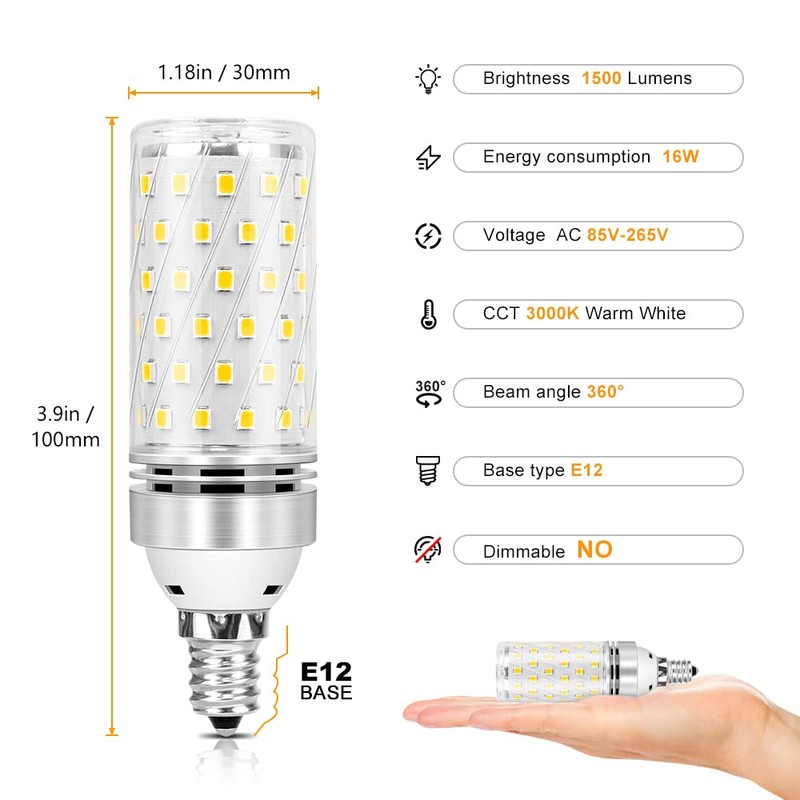 inShareplus E12 LED Bulbs, 16W E12 Base LED Light Bulb,