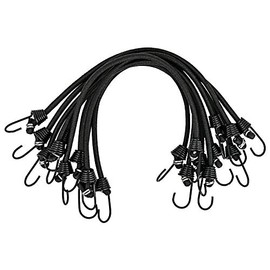 Small Bungee Cords with Hooks 10 Pack 9 Inch, Black Bungee Cords Heavy Duty Outdoor, Mini Bungee Cords with Hooks for Bike Rack, Camping, Tarp Covers, Motorcycle, Luggage, Cargo - by RIO Direct