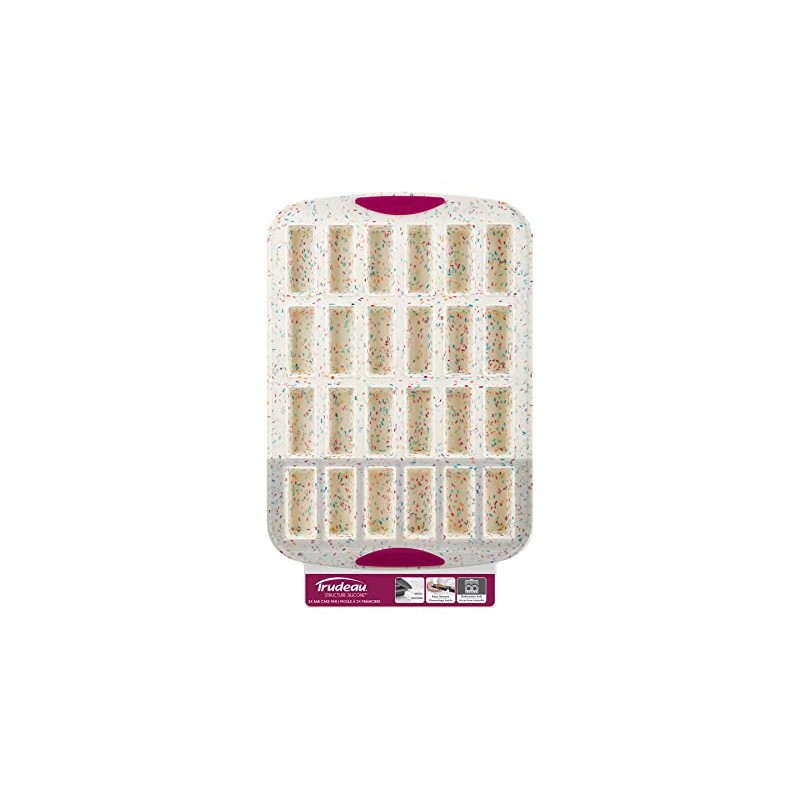 Trudeau 24 Slot Mini Bar Pan Silicone Bakeware, Confetti White