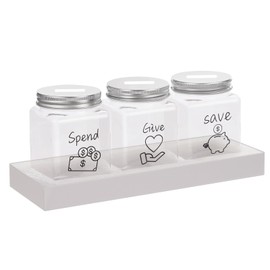 Mczcent Spend Save Give Piggy Bank for Kids, Money Coin Savings Piggy Bank Jar Box for Kids Child Safe Money Saver, Teach Children About Giving Spending Saving Money Piggy Box for Boys Girls