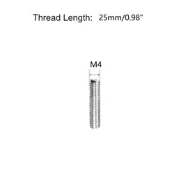 TOP-VIGOR 5Pcs M4 x 25mm Fully Threaded Rod, 304 Stainless Steel Right Hand Threads Rods, Fully Studding Rod Bar for Anchor Bolts, Clamps, Hangers and U-Bolts