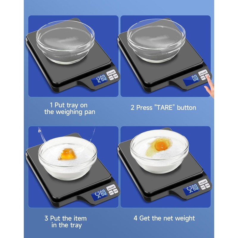 KUBEI Large 5kg/11lb Kitchen Scale with 0.1g/0.01oz High Precision, USB