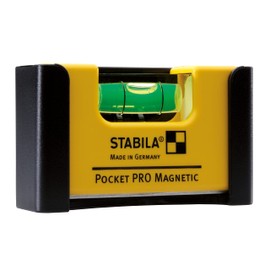 STABILA Pocket PRO Magnetic mini spirit level with belt clip, 7 cm, strong rare earth magnet, 1 horizontal level, made in Germany, yellow, 15 x 8 x 20 cm