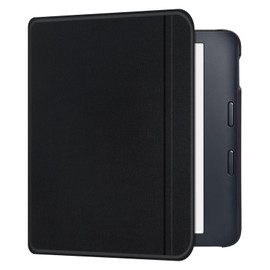 BOZHUORUI Slim Case for 7" Kobo Libra Colour e-Reader (Model N428) - Lightweight and Hard Back Shell, PU Leather Folio Protective Cover with Auto Sleep/Wake (Black)