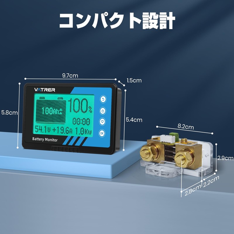 VATRER POWER Battery Monitor Voltage & Current Meter with 500A