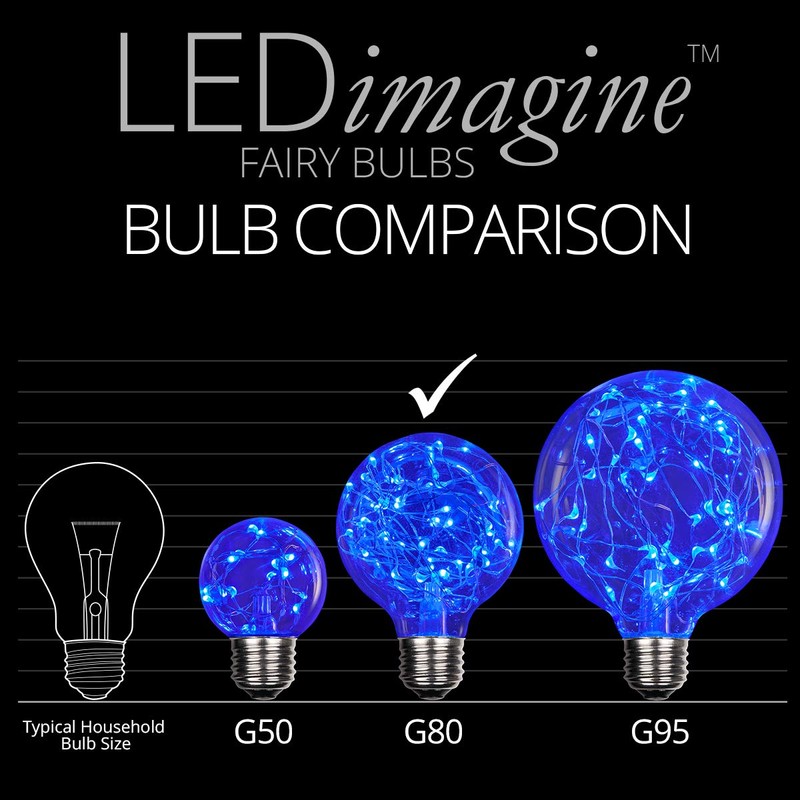 LEDimagine Fairy String Light Bulb, LED Globe Light Pendant, Blue
