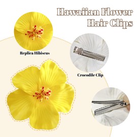 AWSOLAR 12Pcs Hawaiian Flower Hair Clips for Women, 3.9inch Artificial Tropical Hibiscus Flower Clips, Beach Vacation Party Boho Hawaiian Hair Accessories for Women Girls