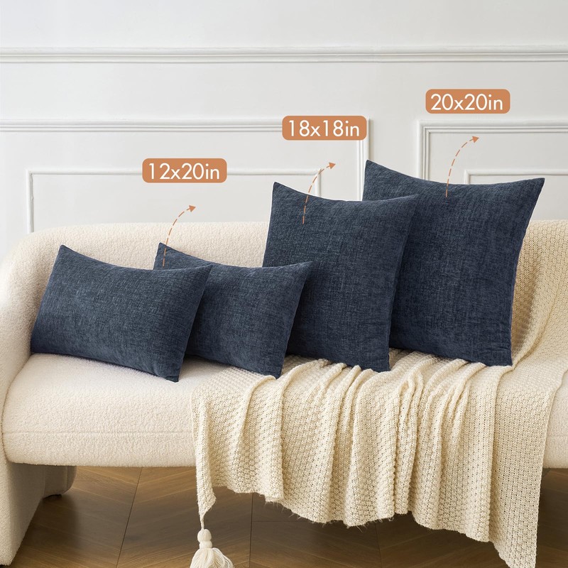 MIULEE Pack of 2 Navy Blue Throw Pillow Covers 18x18