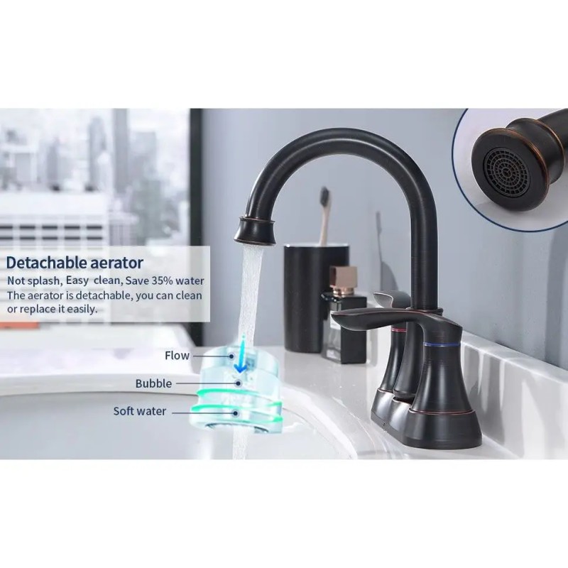 4 Inch Oil Rubbed Bronze Bathroom Faucet with Pop-up Drain