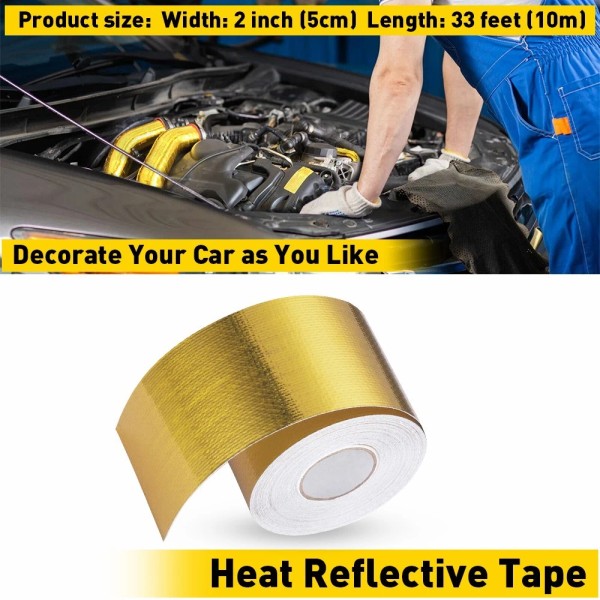Unbranded 2" 33FT/10M Intake Heat Reflective Tape Wrap Self High