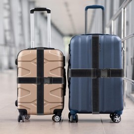 Koffergurte für Koffer 4 Stück, Premium Schwarz Kofferband Verstellbare Koffergurt mit Schnalle Strapazierfähig Sicher Reisen Gepäckband rutschfeste Kofferbänder, für Gepäck Koffer, 200x5cm