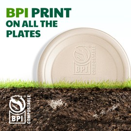 Joyborn 100% Compostable Paper Plates, 10 Inch, 125 Count, Biodegradable Bagasse Plates, Heavy Duty Disposable Plates Bulk for Party | Microwave-Safe | Soak-Resistant, Cut Resistant