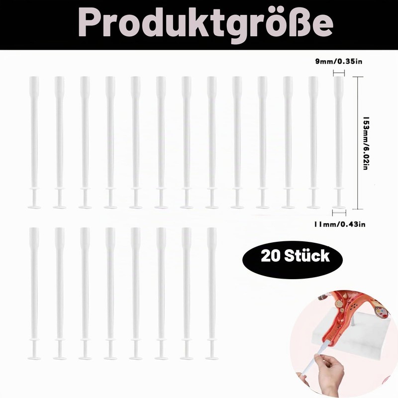 Pack of 20 applicators, vaginal applicator tubes, 15.3 x 0.9