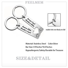 FEELMEM Up Movie Inspired Gift Couple Keychain Set Every Carl Needs a Ellie Keychain Set for Wife Husband (Carl/Ellie)