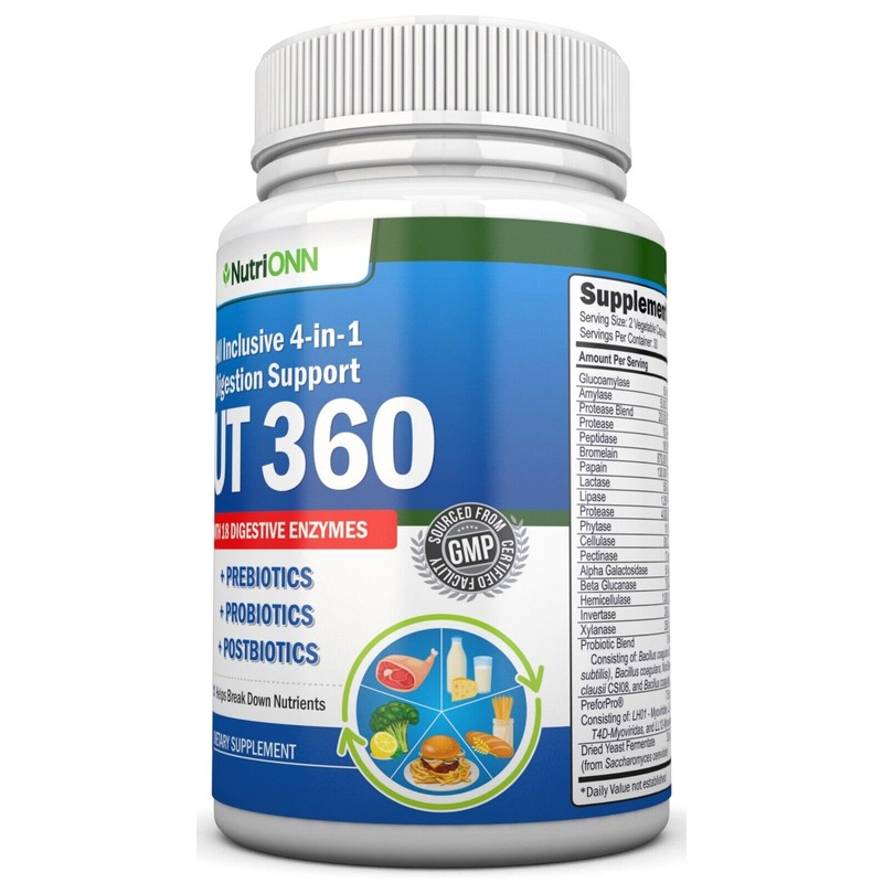 GUT 360 – Probiotics, Prebiotics & Postbiotics with Digestive Enzymes