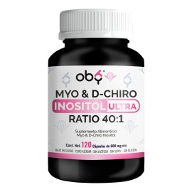 Inositol Premium 120 Capsulas 40:1 Myo Y D-chiro Ratio 40:1 Myo Inositol Y D-chiro Puro Vegano Oby Vitaminas Mujer